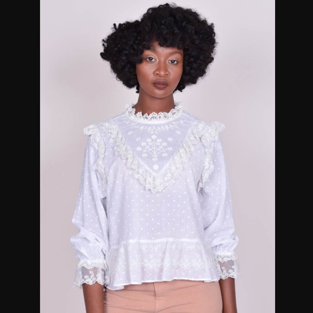 Ulla Johnson White Noemie Victorian Blouse Size 4